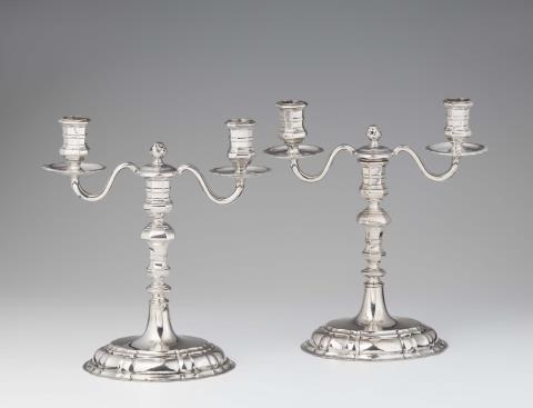 George Kahlert the elder - A pair of Breslau silver candelabra
