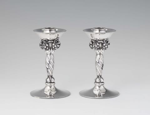 Georg Jensen - A pair of Copenhagen silver candlesticks no. 263
