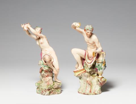 Two Ludwigsburg porcelain models of satyrs making music