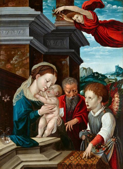 Bernard van Orley - Heilige Familie mit zwei Engeln