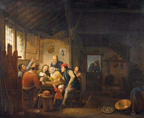 Pieter de Nijs - Interieur mit singenden Bauern