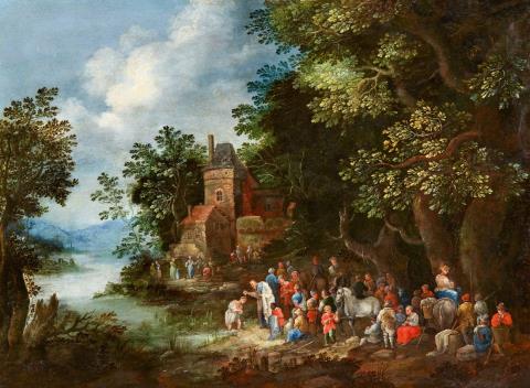 Johann Jacob Hartmann - Forest Landscape with the Baptism of Christ