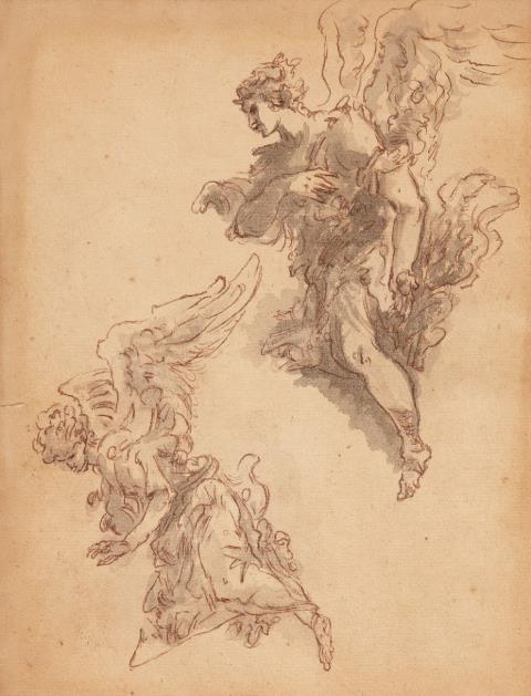 Venezianischer Meister des 18. Jahrhunderts - Studienblatt mit zwei Engeln