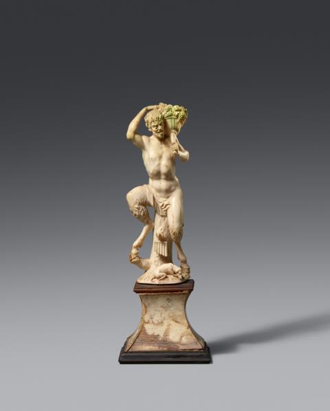 Flemish 17th century - A 17th century Flemish carved ivory figure of a satyr