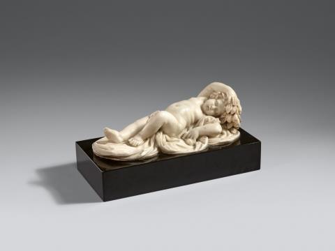 Probably Flemish 18th century - An 18th century marble figure of a sleeping putto, probably Flemish