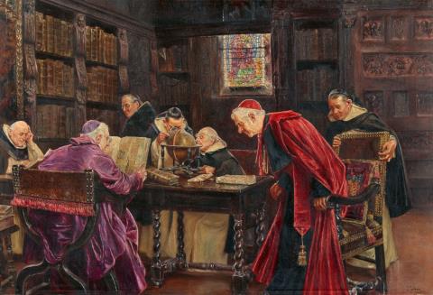 José Gallegos y Arnosa - Geistliche in der Bibliothek