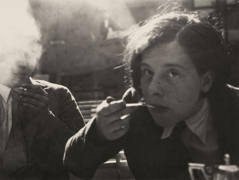 T. Lux Feininger - Untitled (Two students at the Bauhaus canteen)