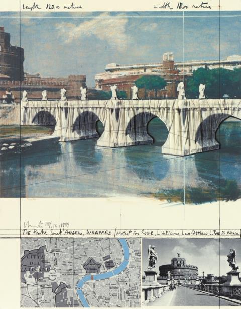 Christo - The Ponte Sant'Angelo, Wrapped, Project for Rome