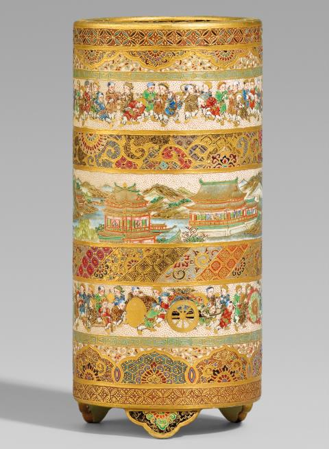 Zylindrische Satsuma-Vase. Osaka. Um 1900