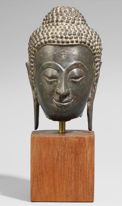Heinrich Schwabe - Kopf eines Buddha. Bronze. Thailand. Ayutthaya. Ca. 16. Jh.