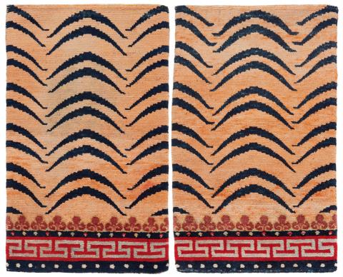 A Tibetan pair of small carpets. Mid-20th century