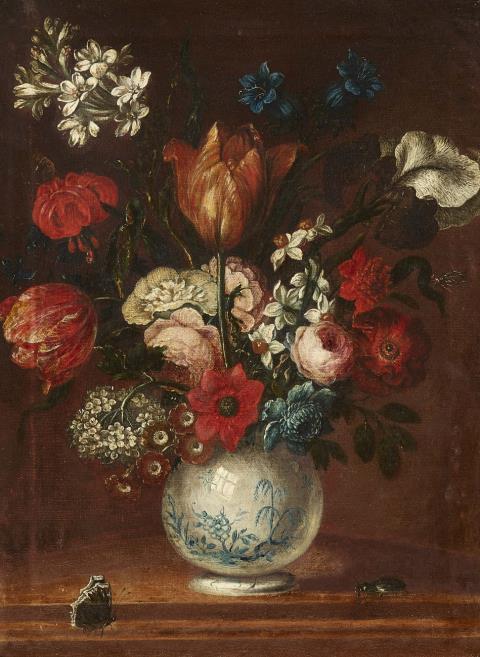 Johann Tobias Sonntag - Stillleben mit Blumen in einer Vase, Schmetterling und Käfer