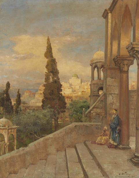 Carl Wuttke - View of the Temple Mount in Jerusalem Seen from the Mount of Olives