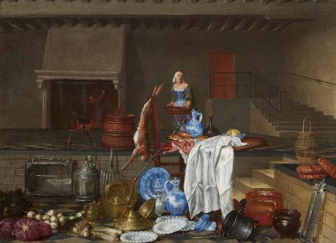 Dutch School second half 17th century - Two Kitchen Scenes