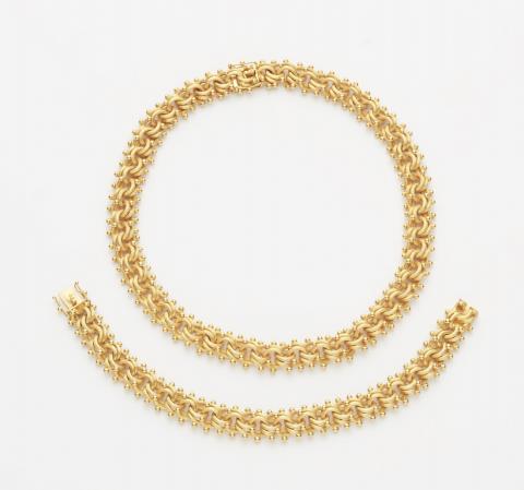 Evald Nielsen - A 14k gold chain necklace and bracelet