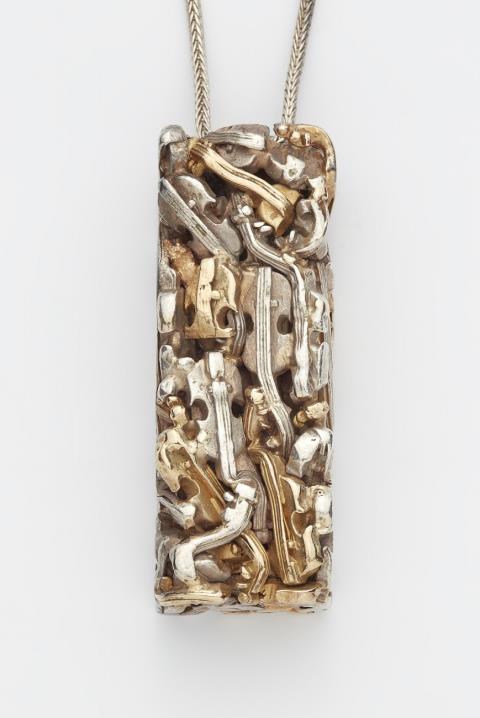 César Baldaccini - A silver and 18k gold pendant "Compression"