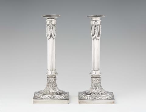 Carl Ludwig Jung - A pair of Mannheim silver candlesticks