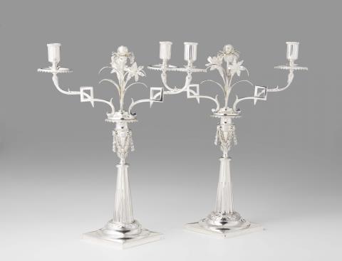 Friedrich Jakob Biller - A pair of Augsburg silver candelabra