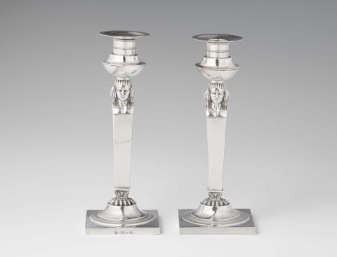 Johann Martin Schott - A pair of Frankfurt Empire silver candlesticks