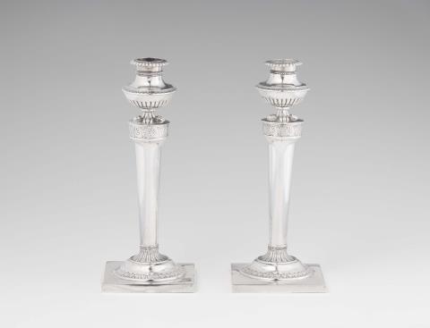 Anton Georg Eberhard Bahlsen - A pair of Hannover silver candlesticks