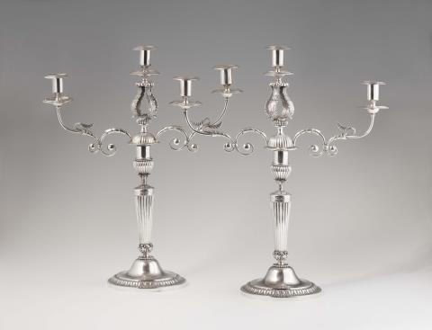Pieter Joseph Jacques Tiberghien - A pair of Ghent silver candelabra