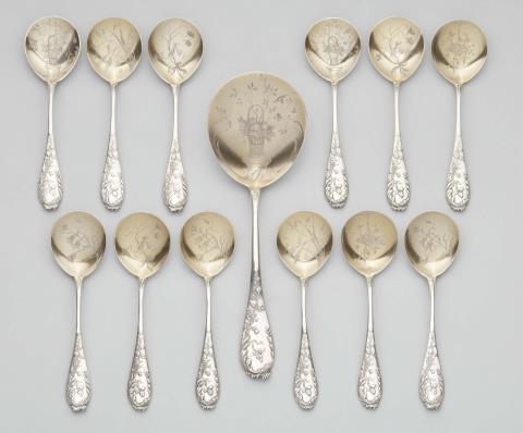 A Moscow parcel gilt silver ice cream cutlery set