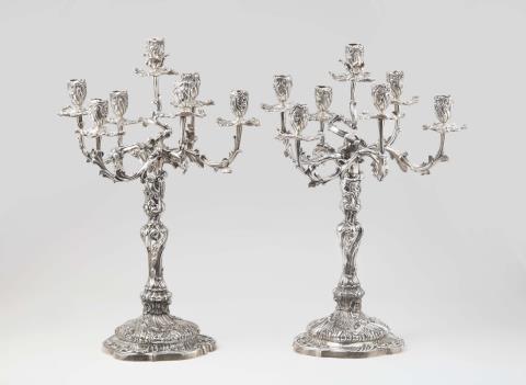 Julius Theodor Marpé - A pair of large Dresden silver candelabra