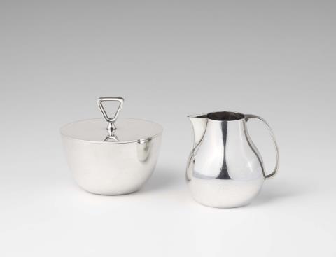 Sigvard Bernadotte - A Copenhagen silver cream set, no. 1015