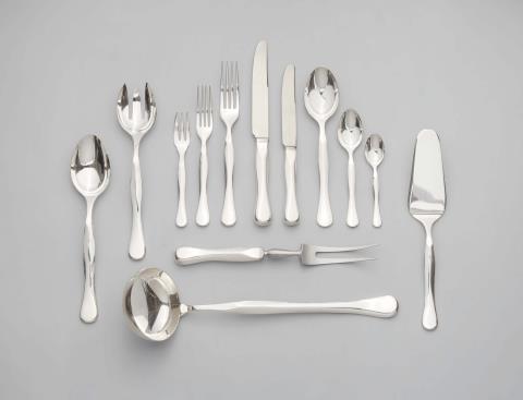 An extensive silver cutlery set by Bulgari