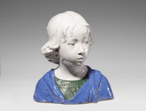Andrea della Robbia - A Florentine majolica bust of a youth