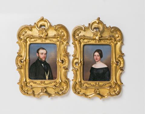 Jakob Spelter - Two porcelain plaques with portraits of Eduard and Cornelia Merian-Koechlin