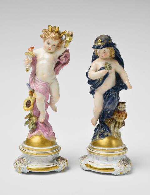 Heinrich Schwabe - Two Meissen porcelain allegorical figures of day and night