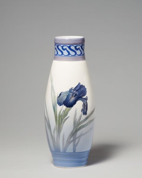  Royal Porcelain Manufacture Copenhagen - A Copenhagen porcelain vase with an iris