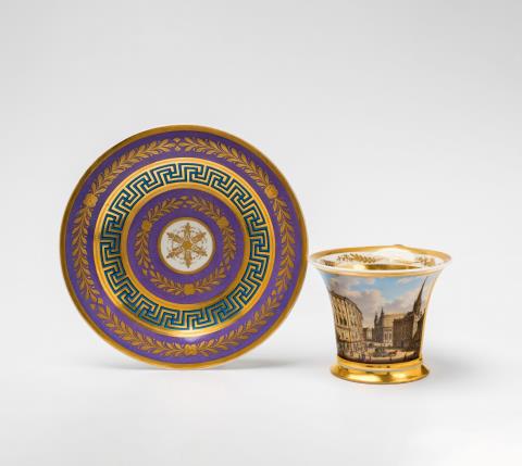  Vienna, Imperial Manufactory directed by Matthias Niedermayer - A Vienna porcelain cup with a view of St. Stephen's Square