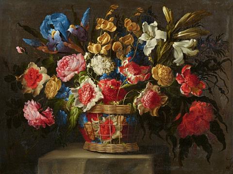 Juan de Arellano - Flower Still Life in a Basket