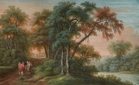 Johann Christoph Dietzsch - Bewaldete Landschaft mit Wanderern