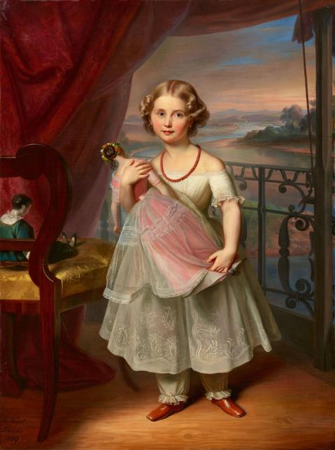 Carl Christian Vogel von Vogelstein - Portrait of a Girl with a Doll, presumably Princess Anna of Saxony