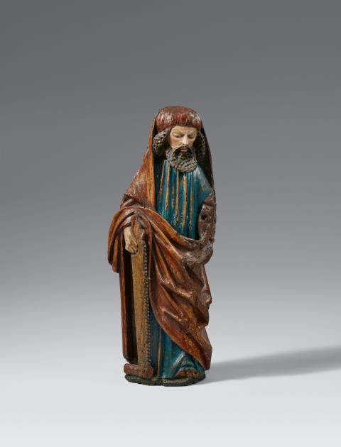 Flemish second half 15th century - A Flemish carved wood figure of Simon the Zealot, 2nd half 15th century