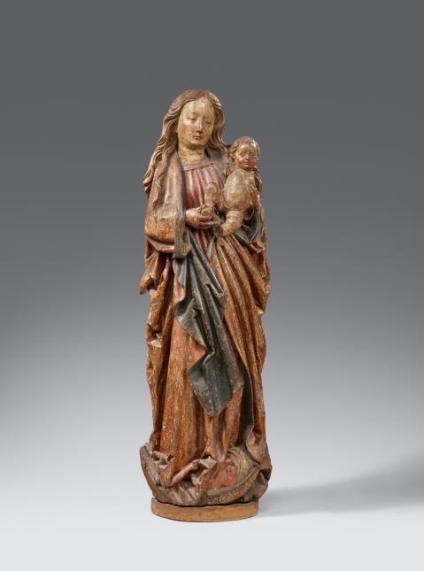 Franconia - A late 15th century Franconian carved wood figure of the Virgin and Child