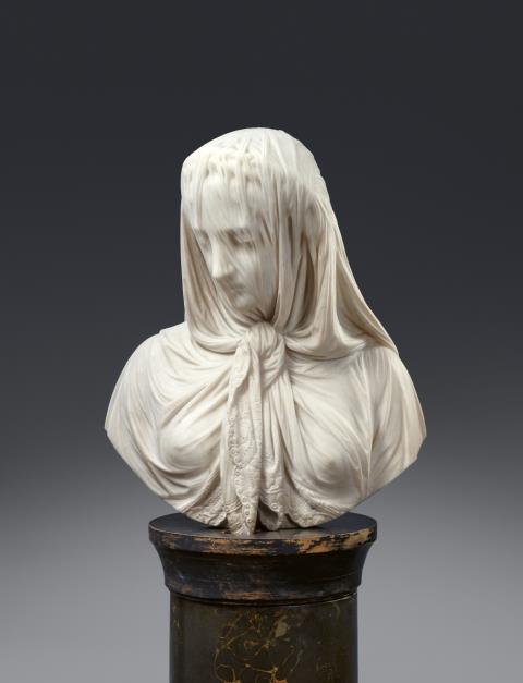Giovanni Battista Lombardi - A marble bust of a veiled woman by Giovanni Battista Lombardi