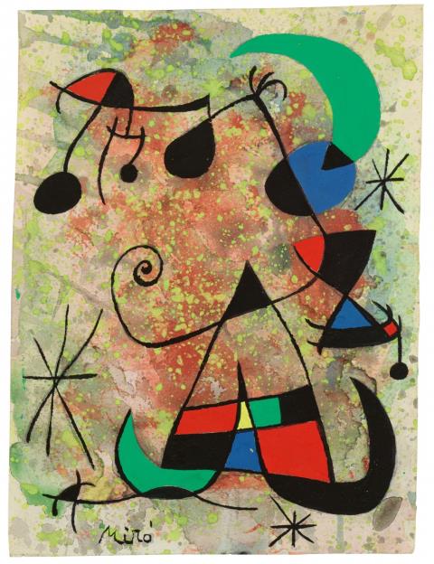 Joan Miró - Femme et oiseaux dans la nuit