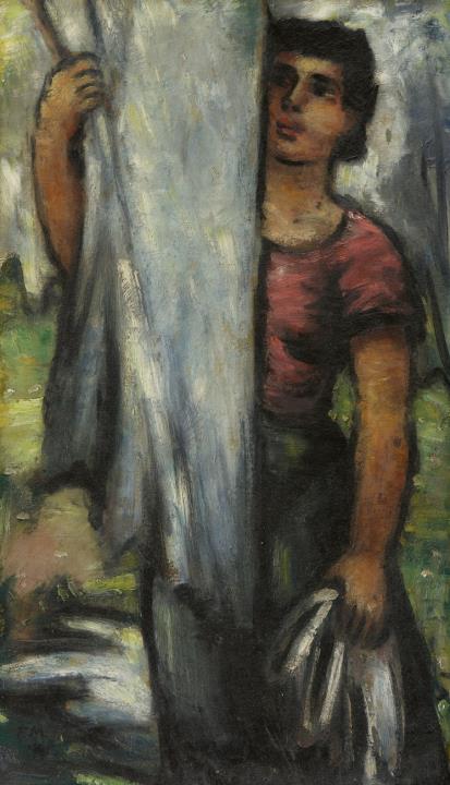 Frans Masereel - Wäsche aufhängende Frau