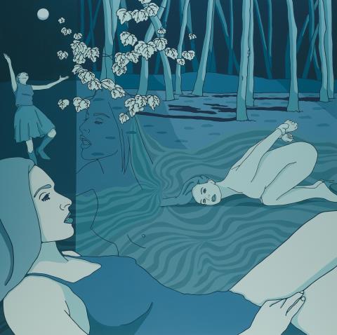 Jun Hasegawa - Blue Square Painting
