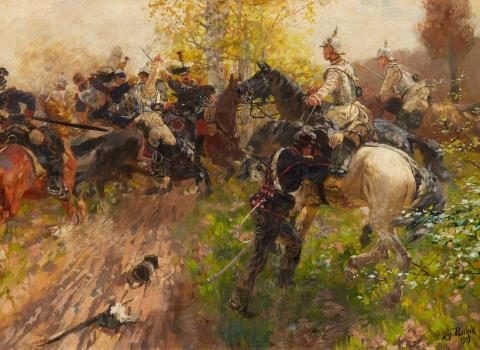 Theodor Rocholl - Cavalry Battle