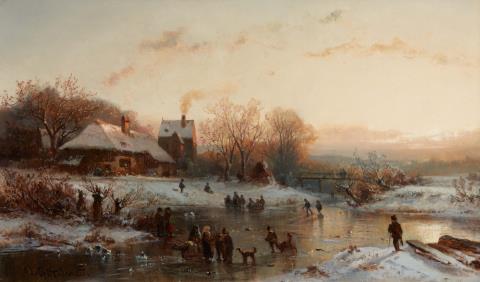 Adolf Stademann - Winter Landscape at Dusk