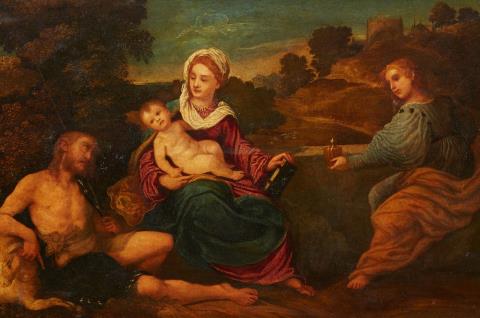 Venezianischer Meister wohl des 16. Jahrhunderts - Madonna mit Kind und Heiligen