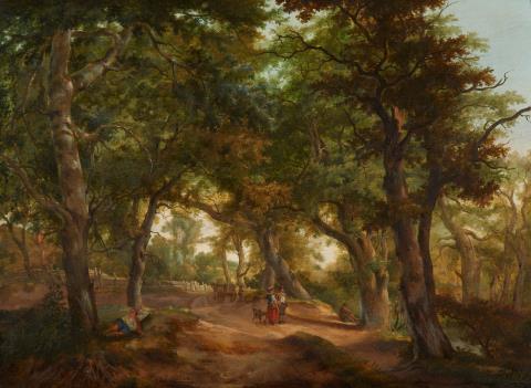 Hendrikus van de Sande Bakhuyzen - Figures in a Wooded Landscape