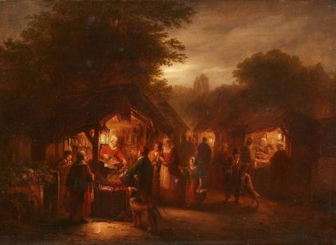 Georg Gillis van Haanen - Dutch Market by Moonlight