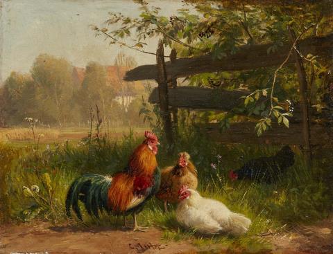 Carl Jutz the Elder - Landscape with Poultry