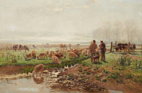 Hugo Mühlig - Shepherd and Hunters Conversing